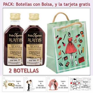 2 Botellitas de Vino Dulce “Pedro Ximénez” con bolsa y tarjeta