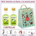 2 Botellitas de Licor de Finas Hierbas con bolsa y tarjeta