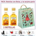 2 Botellitas de Licor de Mandarina con bolsa y tarjeta