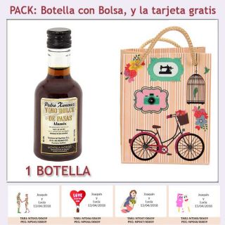 Botellita de Vino Dulce “Pedro Ximénez” con bolsa y tarjeta