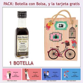 Botellita de Vino Dulce “Pedro Ximénez” con bolsa y tarjeta
