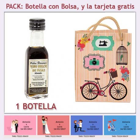 Botellita de Vino Dulce “Pedro Ximénez” con bolsa y tarjeta