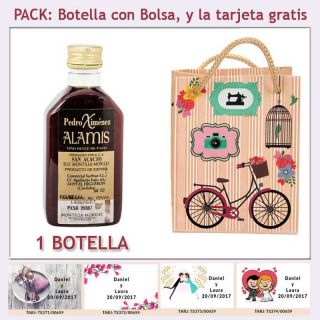 Botellita de Vino Dulce “Pedro Ximénez” con bolsa y tarjeta