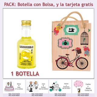 Botellita de Licor Limoncielo con bolsa y tarjeta