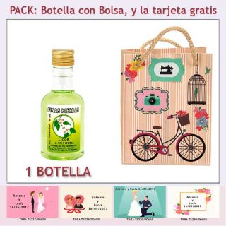 Botellita de Licor de Finas Hierbas con bolsa y tarjeta
