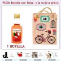 Botellita de Licor de Pacharán con bolsa y tarjeta
