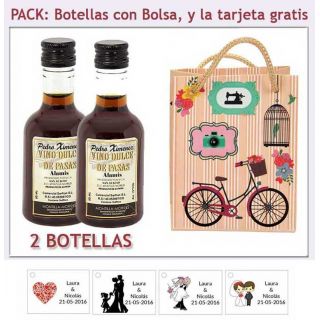 2 Botellitas de Vino Dulce “Pedro Ximénez” con bolsa y tarjeta