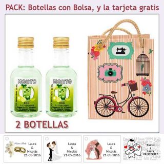 2 Botellitas de Ron Mojito con bolsa y tarjeta