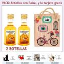 2 Botellitas de Licor de Mandarina con bolsa y tarjeta