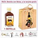 Botellita de Licor de Café con bolsa "bodegón" y tarjeta