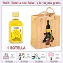 Botellita de Ron Miel con bolsa "bodegón" y tarjeta