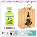 Botellita de Licor de Finas Hierbas con bolsa "bodegón" y tarjeta