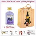 Botellita de Ginebra de Mora con bolsa "bodegón" y tarjeta