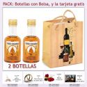 2 Botellitas de Licor de Vodka Caramelo con bolsa "bodegón" y tarjeta