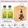 2 Botellitas de Licor de Melón con bolsa "bodegón" y tarjeta