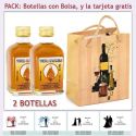 2 Botellitas de Vodka Caramelo con bolsa "bodegón" y tarjeta