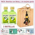 2 Botellitas de Licor de Finas Hierbas con bolsa "bodegón" y tarjeta
