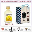 Botellita de Licor de Crema de Plátano con bolsa "charlestón" y tarjeta