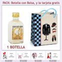 Botellita de Licor de Arroz con Leche con bolsa "charlestón" y tarjeta