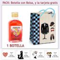 Botellita de Licor Piruleta con bolsa "charlestón" y tarjeta