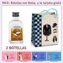 Botellita de Licor de Coco con bolsa "charlestón" y tarjeta