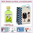 Botellita de Licor de Finas Hierbas con bolsa "charlestón" y tarjeta