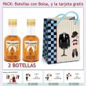 2 Botellitas de Licor de Vodka Caramelo con bolsa "charlestón" y tarjeta