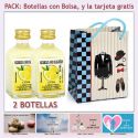 2 Botellitas de Crema de Limón con bolsa "charlestón" y tarjeta