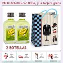 2 Botellitas de Licor de Melón con bolsa "charlestón" y tarjeta