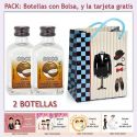 2 Botellitas de Licor de Coco con bolsa "charlestón" y tarjeta
