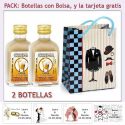 2 Botellitas de Licor de Crema con bolsa "charlestón" y tarjeta