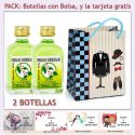 2 Botellitas de Licor de Finas Hierbas con bolsa "charlestón" y tarjeta