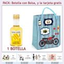 Botellita de Ron Miel con bolsa con moto roja y tarjeta