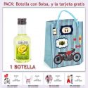 Botellita de Licor de Melón con bolsa con moto roja y tarjeta