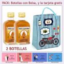 2 Botellitas de Vodka Caramelo con bolsa con moto roja y tarjeta