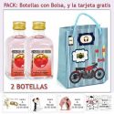 2 Botellitas de Ginebra de Fresa con bolsa con moto roja y tarjeta