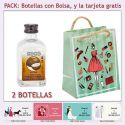Botellita de Licor de Coco con bolsa fashion con mujer y tarjeta