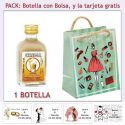 Botellita de Licor de Crema con bolsa fashion con mujer y tarjeta