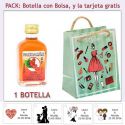 Botellita de Pacharán con bolsa fashion con mujer y tarjeta