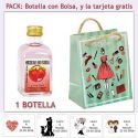Botellita de Ginebra de Fresa con bolsa fashion con mujer y tarjeta