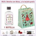 Botellita de Ginebra Blanca con bolsa fashion con mujer y tarjeta
