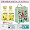 2 Botellitas de Crema de Limón con bolsa fashion con mujer y tarjeta