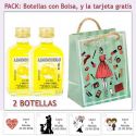 2 Botellitas de Limoncielo con bolsa fashion con mujer y tarjeta