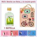Botellita de Ron Mojito con bolsa vintage con bicicleta y tarjeta