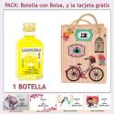 Botellita de Limoncielo con bolsa vintage con bicicleta y tarjeta