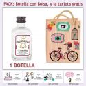 Botellita de Ginebra Blanca con bolsa vintage con bicicleta y tarjeta