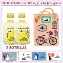 2 Botellitas de Crema de Limón con bolsa vintage con bicicleta y tarjeta