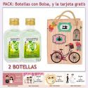 2 Botellitas de Ron Mojito con bolsa vintage con bicicleta y tarjeta