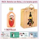 Botellita de Pacharán con bolsa “bodegón” y tarjeta