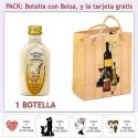 Botellita de Licor de Arroz con Leche con bolsa “bodegón” y tarjeta